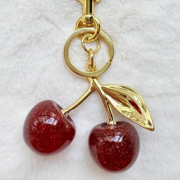 Large Red Cherries Bag Charm Keychain - Picture 2 of 7